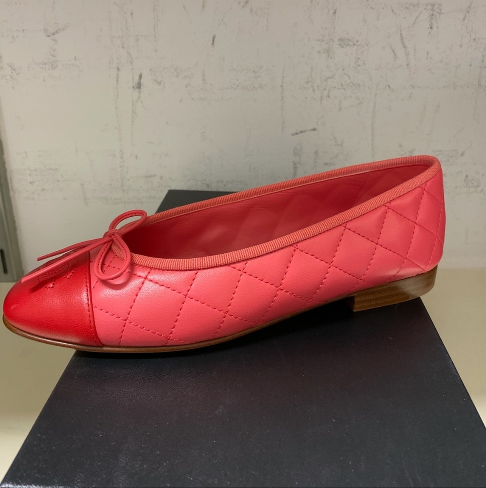 Authentic Chanel red/pink ballet flats.